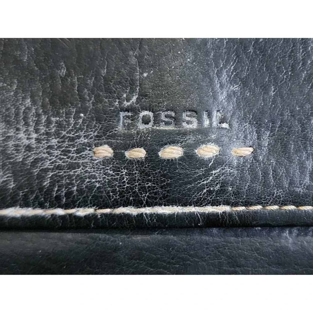 Fossil Black Leather Wallet Clutch Zip‎ Around Continental Style